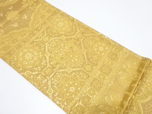 蜀江文に花鳥模様織り出し袋帯